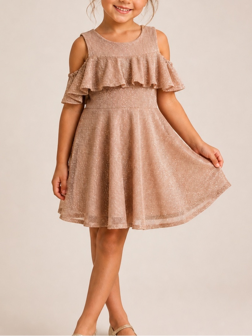🆓 $0 WITH PURCHASE - CHILDREN’S PLACE Girl Pink Glitter Ruffle Party Dress 5Y